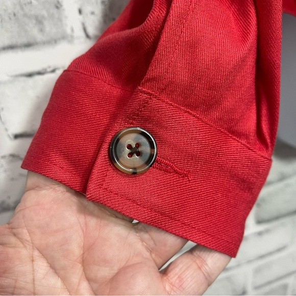 CAbi Valentine Linen Blend Double Placket Button Red Blazer Medium - Picture 8 of 11